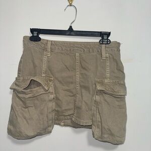 Tan Cargo Mini Skirt